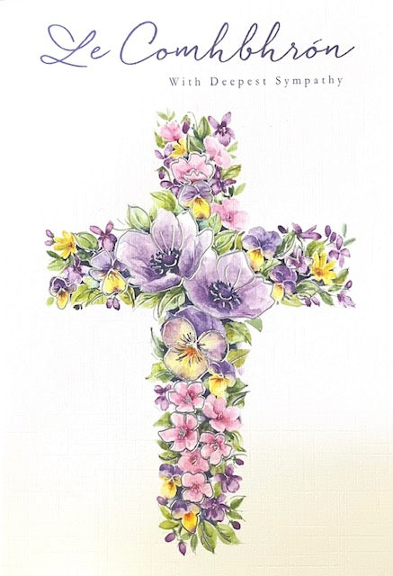 Le Comhbhrón  / Sympathy Cards - Floral Cross
