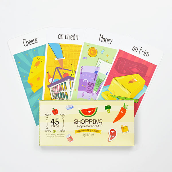 Cártaí Stór Focal - Siopadóireacht - Dátheangach / Vocabulary Cards - Shopping - Bilingual