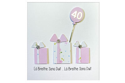 Lá Breithe Sona Duit - 40 - Bandearg -  Bronntanais - 40th Birthday