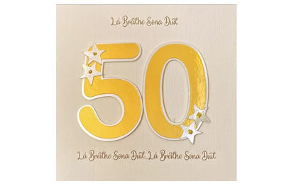 Lá Breithe Sona Duit - 50 - óir - 50th Birthday