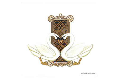 Cárta bána le dhá ealaí / Blank card with two swans 