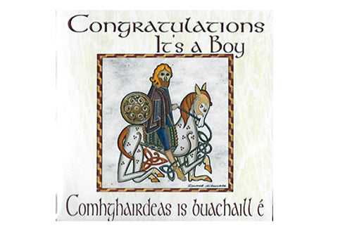 Comhghairdeas is buachaill é / Congarulations it’s a boy – Scríbhneoireacht ghlas / Green writing