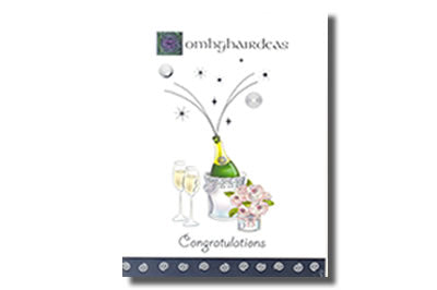 Comhghairdeas Tá tú gealta / Congratulations on your engagement - Glasses and Flowers