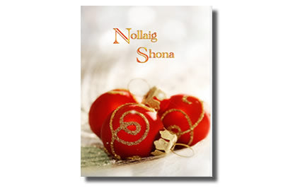 Cártaí Nollag / Christmas Cards - Red Baubles